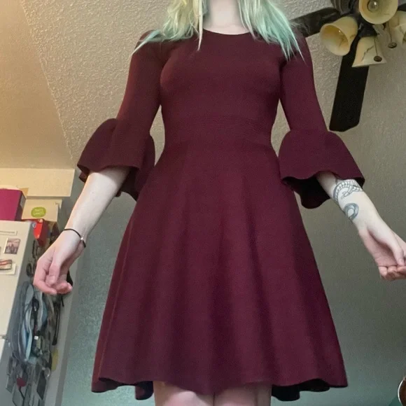 burgundy a line midi dress Petal and Pup Women's Darby Long Sleeve Midi Dress main image 0